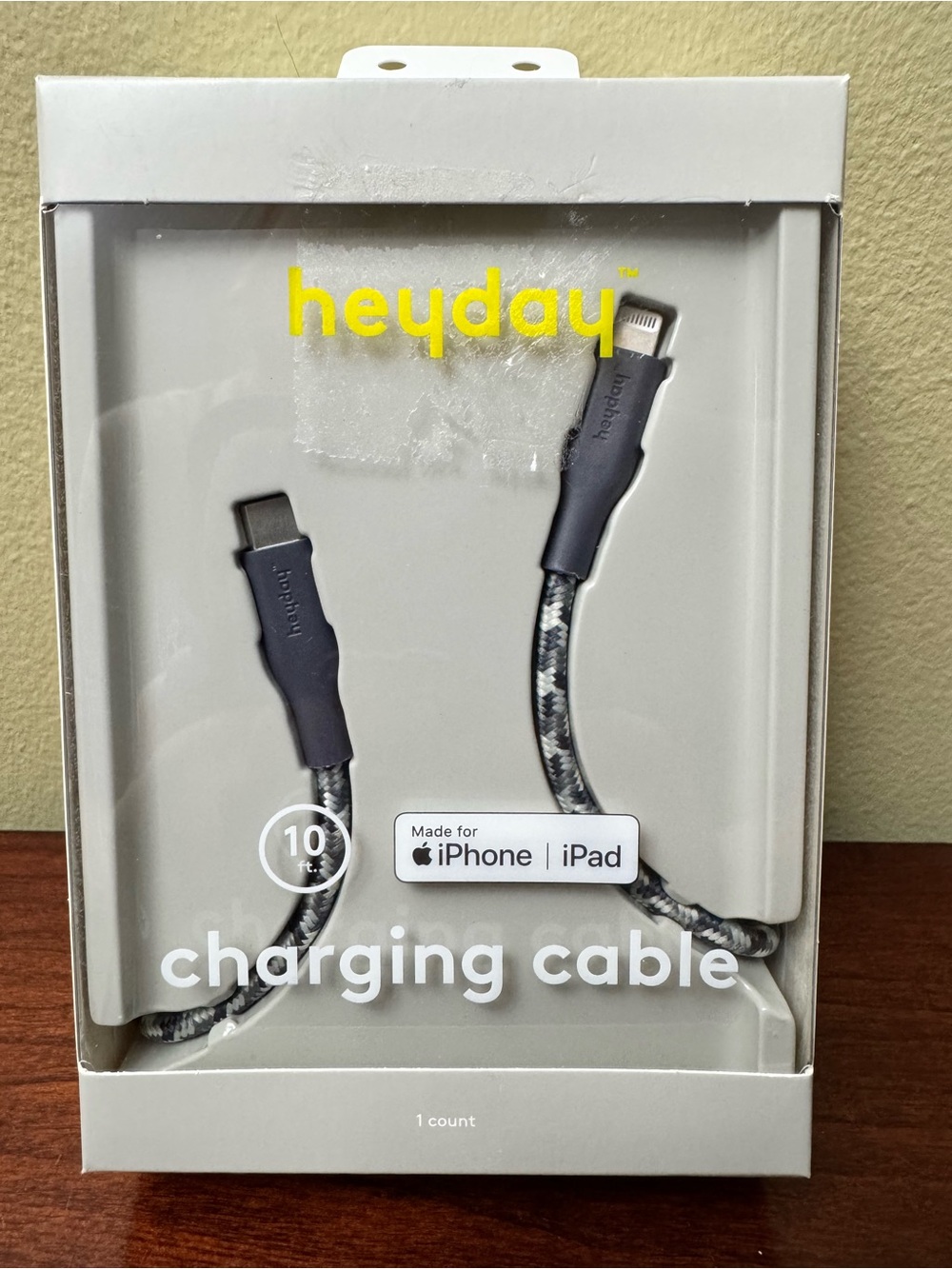 heyday Gray Camouflage Braided 10 foot USB-C to Lightning Cable NIB